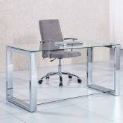 Pegane - Table de bureau coloris chromé - Longueur 140 x largeur 70 cm