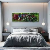 Photos de plantes stabilisées jardin fleurs vertes ForestMoss Demetra Taille: 40 x 40 cm - Couleur du cadre: Blanc
