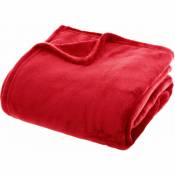Plaid Très Doux Couleur Unie Couverture Chaud Polaire Lit Canapé Rouge - 130x160 cm