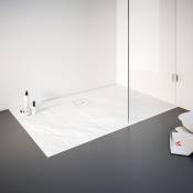 Receveur de douche de plain-pied, décor effet Pierre blanche, résine minérale Schulte rectangle 90 x 120 cm