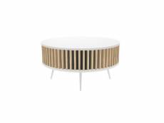 Remo - table basse ronde style moderne salon - 90x46 cm - table à café - blanc