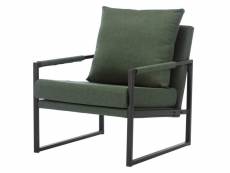 Scott - fauteuil lounge en tissu sauge et métal noir