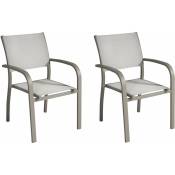 Set 2 chaises empilables en aluminium tourterelle et
