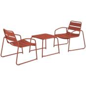 Sweeek - Set de jardin relax terracotta Suzana. 2 chaises 1 table d'appoint en acier - Terracotta