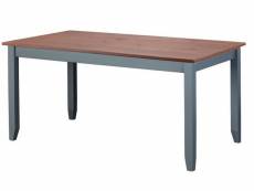 Table à manger rectangulaire en pin massif foncé et gris - l.160 x h.75 x p.90 cm -pegane- PEGANE
