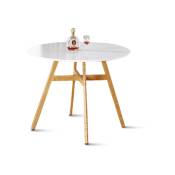 Table à manger ronde scandinave en bois 100cm - Umbria Designetsamaison Blanc