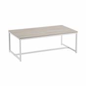 Table basse rectangulaire bois et métal blanc