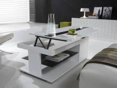 Table basse relevable blanc laqué design elsye