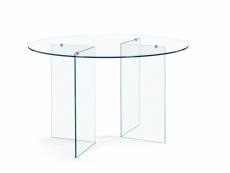Table de salle à manger design ronde en verre transparent d130 - idora