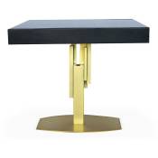 Table design carrée extensible 180cm Mealane pied central Or et Bois Noir - Noir