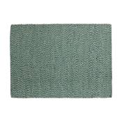 Tapis rectangulaire tressé en laine et coton vert 170x240 cm - Hay