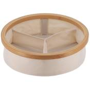 Tendance - panier rond pliable polyester 3 compartiments de rangement cerclage bambou - naturel bambou