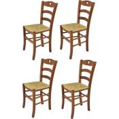 Tommychairs - Set 4 chaises CUORE pour cuisine, bar et salle Ã manger, robuste structure en bois de hÃªtre peindrÃ© en couleur noyer clair et assise