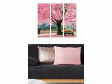 Triptyque fabulosus l50xh70cm motif grand cerisier à fleurs