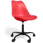 Tulip Style - Chaise de bureau avec roulettes - Chaise de bureau pivotante - Structure noire Tulip Rouge - Cuir végétalien, Métal, pp - Rouge