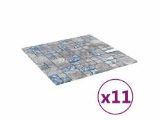 Vidaxl carreaux mosaïque 11 pcs gris et bleu 30x30