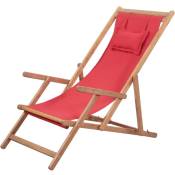 Vidaxl - Chaise pliable de plage Tissu et cadre en bois Rouge