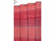 Voilage grande hauteur 140 x 280 cm jacquard à rayures opaques et transparentes rouge