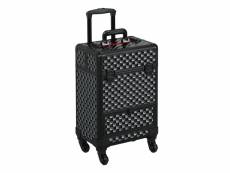 Yaheetech valise trolley pour cosmétiques noire professionnelle avec 4 plateaux rétractables 1 tiroir, 34,5 x 24 x 55,5cm