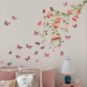 1 set Fleurs et Papillons Stickers Muraux Autocollants Chambre Salon Mur Porte Décor Peintures Murales