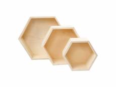 3 étagères en bois hexagonales 15/ 19/ 24 cm 56430-601804