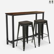 Ahd Amazing Home Design - table haute 140x40 industrielle + 2 tabourets de bar Lix oakwood Couleur: Wenge
