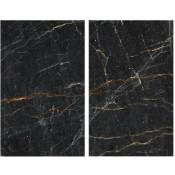 Allstar - Laveuses de cuisine en marbre noir, 2 pièces, verre, 52 x 30 cm