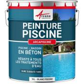 Arcane Industries - Peinture Piscine Bassin Béton arcapiscine Ciment Décoration Imperméable Bleu Blanc Gris Grise Jaune Sable Noir Vert - 10 l Blanc
