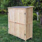 Armoire de jardin en bois naturel avec double porte - Rangement pratique pour vos outils et abri élégant pour votre jardin