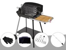 Barbecue Horizontal et Vertical Excel Grill Somagic + Gant de protection + Housse + Malette 8 accessoires inox + Kit tournebroche