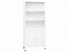 Bibliothèque meuble de rangement | meuble étagère industrielle blanc 80x32x180 cm acier meuble pro frco53082