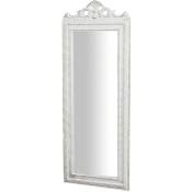 Biscottini - Miroir mural de salle de bain rectangulaire Miroir horizontal vertical avec cadre en bois blanc Shabby Long miroir à suspendre