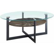 Bluedeer - Table à manger ronde en verre trempé Table