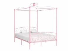 Cadre de lit de qualité à baldaquin rose métal 180 x 200 cm