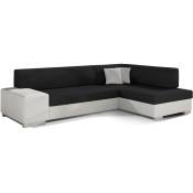 Canapé convertible angle droit tissu noir et simili