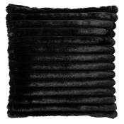 Coussin - noir fausse fourrure 50x50 cm avec motif