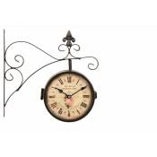 Decoration D ’ Autrefois - Horloge De Gare Ancienne Double Face Au Bon Marché 16cm - Fer Forgé - Blanc - Blanc