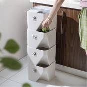 Ensoleille - Poub de cuisine empilée tri poub de recyclage ménage pour seau de rangement de salle de bain 24 × 24 × 29.5 cm
