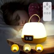 Fei Yu - Lampe de Chevet,Veilleuse LED,Veilleuse pour Enfants Télécommande avec Couleurs Changeantes,Lampe de Table Rechargeable avec Affichage de