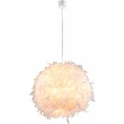 Globo - Lampe pendule salon salle à manger plafond suspendu éclairage plume boule luminaire blanc 15057