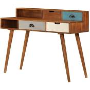 Helloshop26 - Bureau table meuble travail informatique 110 cm bois d'acacia solide - Bois