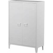 Helloshop26 - Casier de bureau armoire meuble de rangement pour bureau atelier chambre acier de bureau métallique à 2 portes 110 x 75 x 33 cm blanc