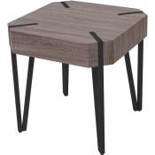 HHG - Table basse de salon Kos T574, mvg 52x50x50cm chêne foncé, pieds métalliques foncés - brown