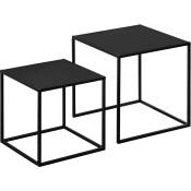 Homcom - Lot de 2 tables basses gigognes carrées design contemporain encastrable acier noir - Noir