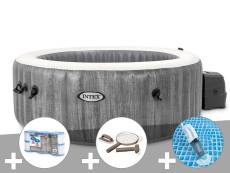 Kit spa gonflable Intex PureSpa Baltik rond Bulles 4 places + 6 filtres + Kit d'entretien + Aspirateur