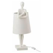Lampe à Poser Déco figurine Soutien 58cm Blanc -