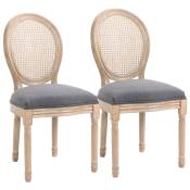 Lot de 2 chaises de salle à manger médaillon style Louis XVI gris