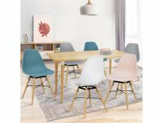 Lot de 6 chaises sandra mix color pastel rose, blanc, gris clair x2, bleu x2