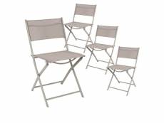 Melom - lot de 4 chaises pliantes textilène gris taupe