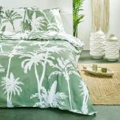 Parure de lit réversible à l'esprit tropical - Vert